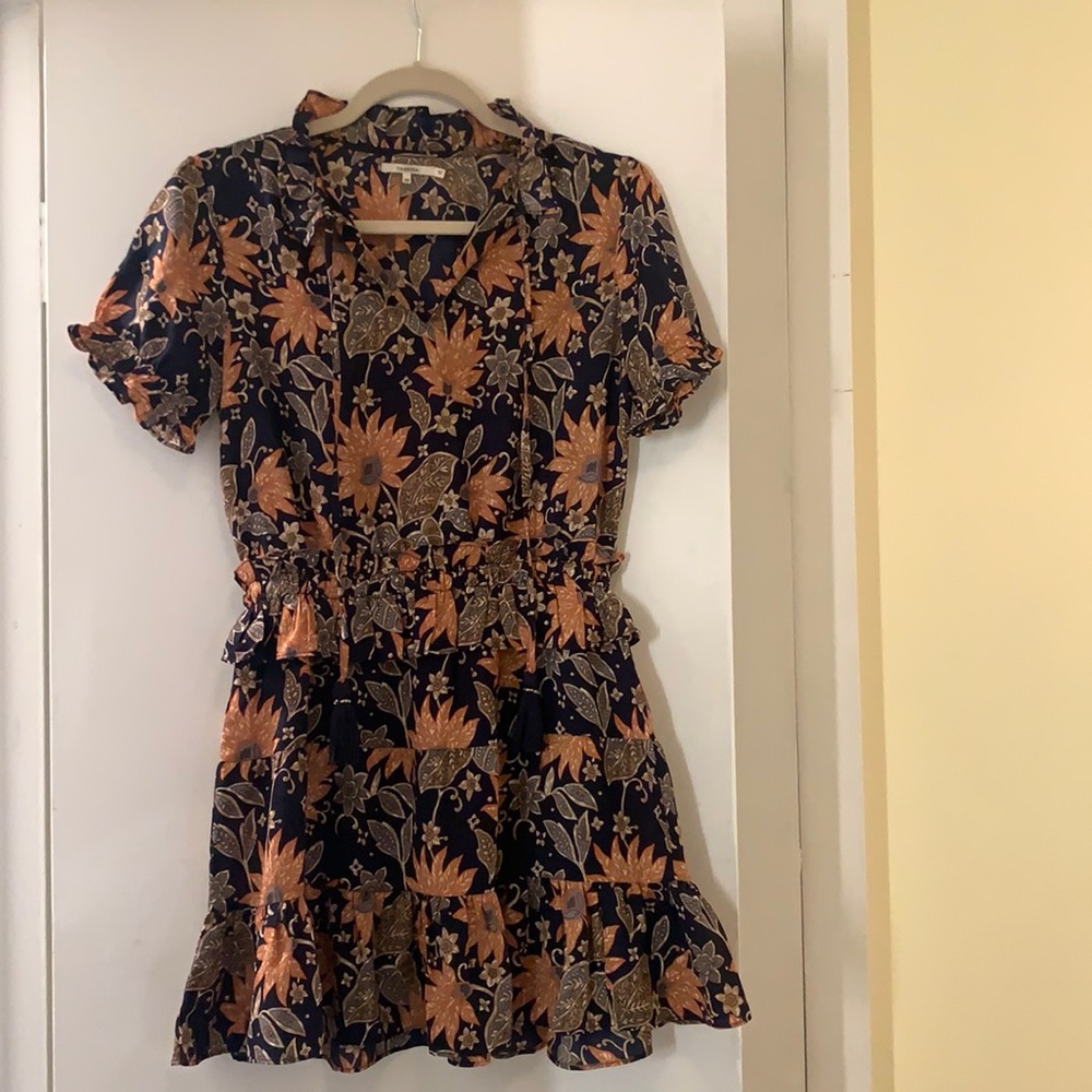 Tularosa Floral Mini Dress with Tassel Detail